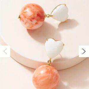 Lele Sadoughi heart charm country club in Coral & Halfcourt Heart Drop Earrings